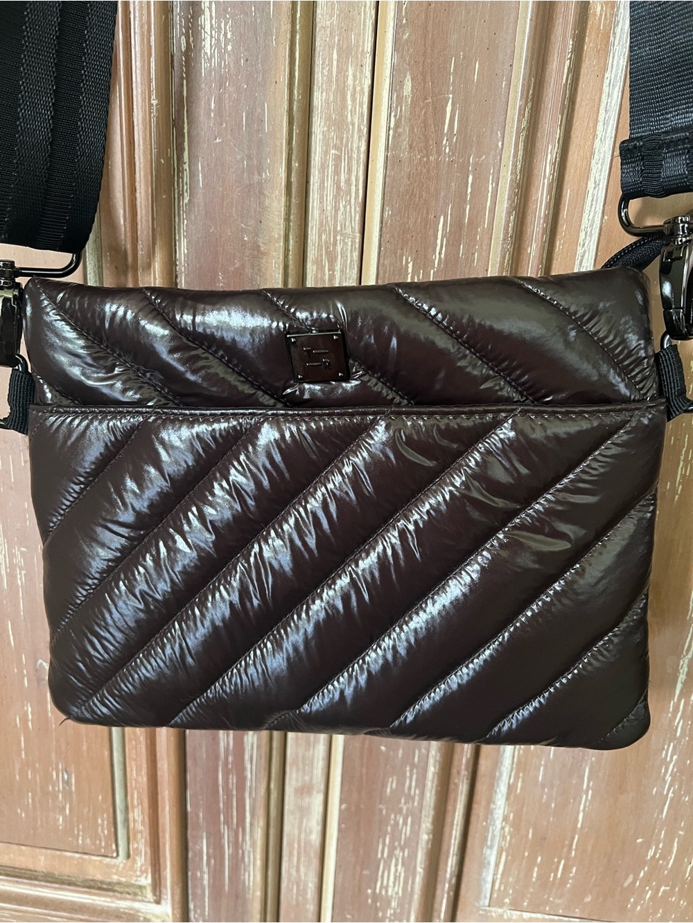 Think Royln Brown Quilted Crossbody Bag Nylon Puffer Adjustable Strap - Picture 9 of 9
